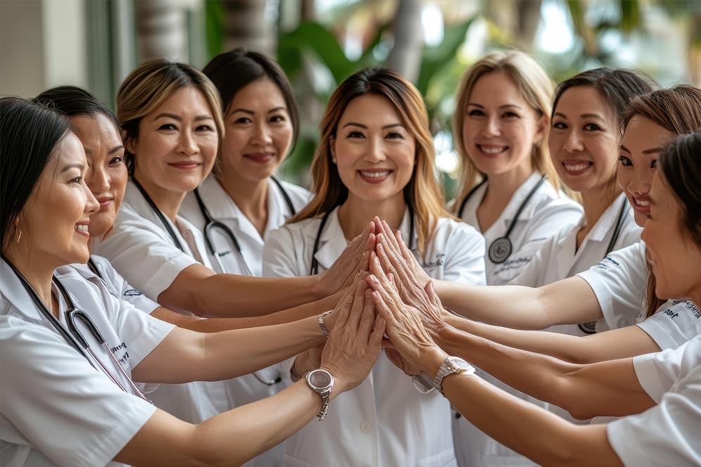 Team of nurses united